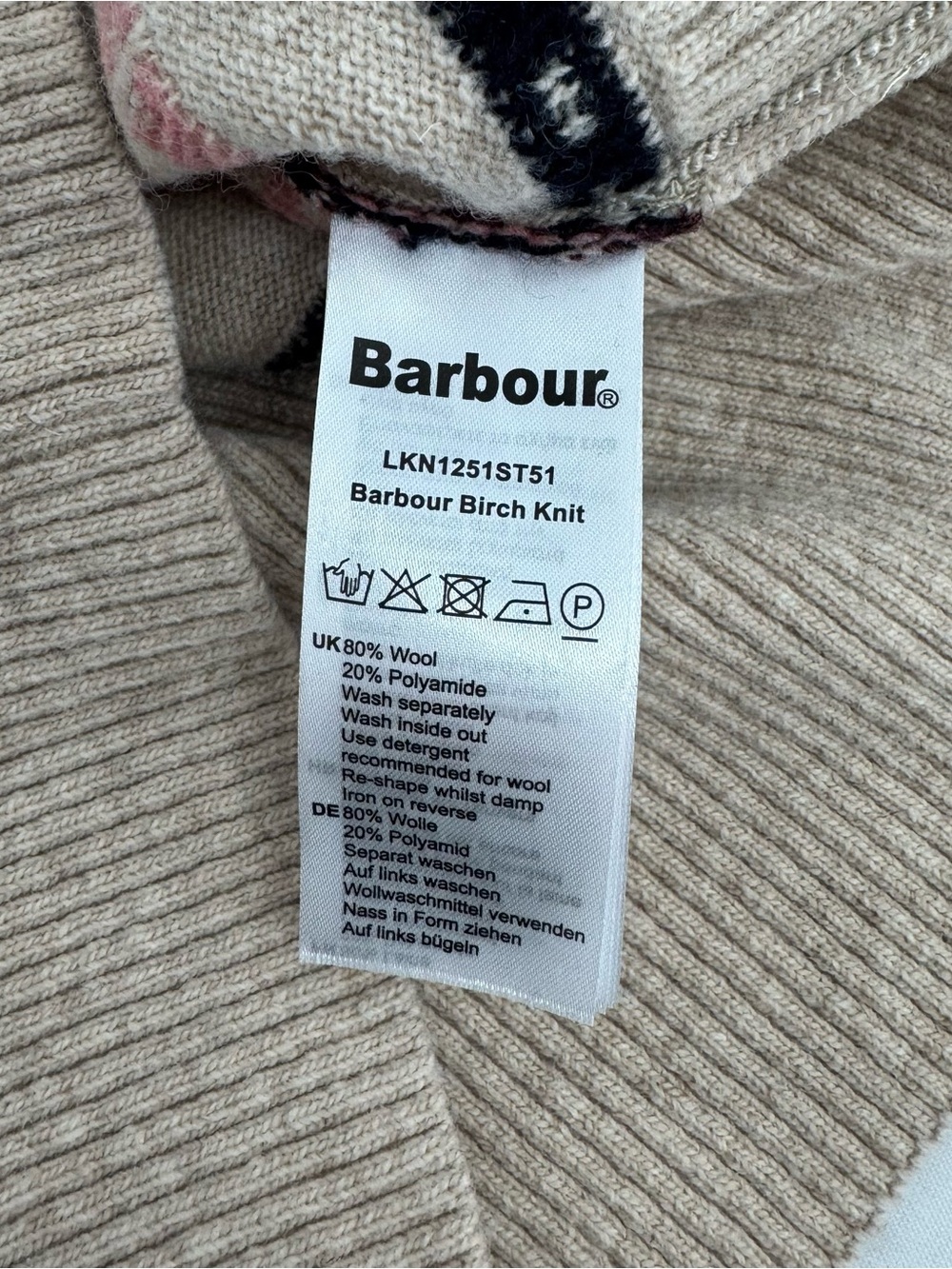 Barbour Womens Birch Knit Sweater US 6 Wool Blend Fair Isle Oatmeal - Picture 14 of 16